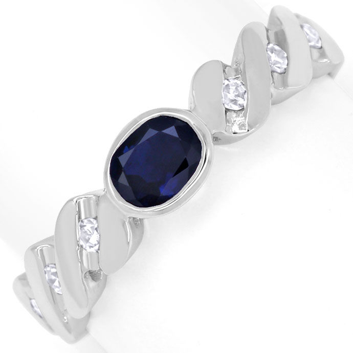 Foto 2 - Weißgold-Ring mit blauem Saphir und Diamanten in 585er, R8521