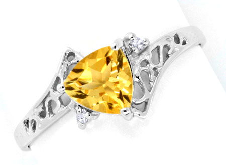 Foto 1 - Modischer Weißgold-Ring, Diamanten und Spitzen Citrin, S0171