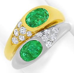 Foto 1 - Smaragde Brillanten-Ring in 18 Karat Gelbgold-Weißgold, S4890