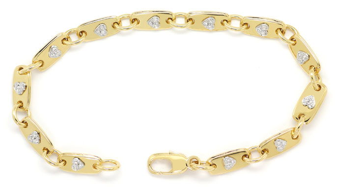 Foto 1 - Massives Plättchen Armband mit Diamant-Weißgold Herzen, S9060