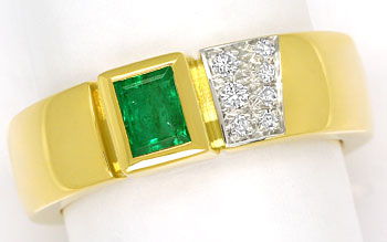 Foto 1 - Diamantring 0,50ct Spitzen Smaragd, massiv 18K Gelbgold, S9894